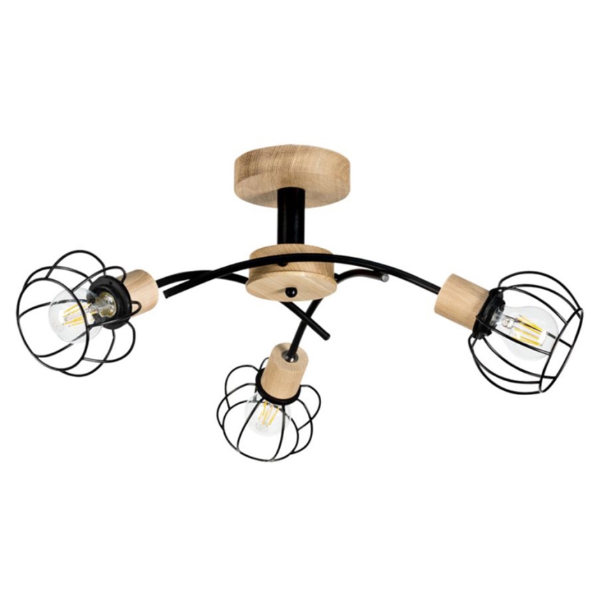 Lustre monté en surface VIVIANE 3xE27/60W/230V chêne - certifié FSC
