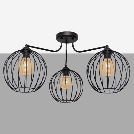 Lustre monté MERCURE 3xE27/15W/230V noir