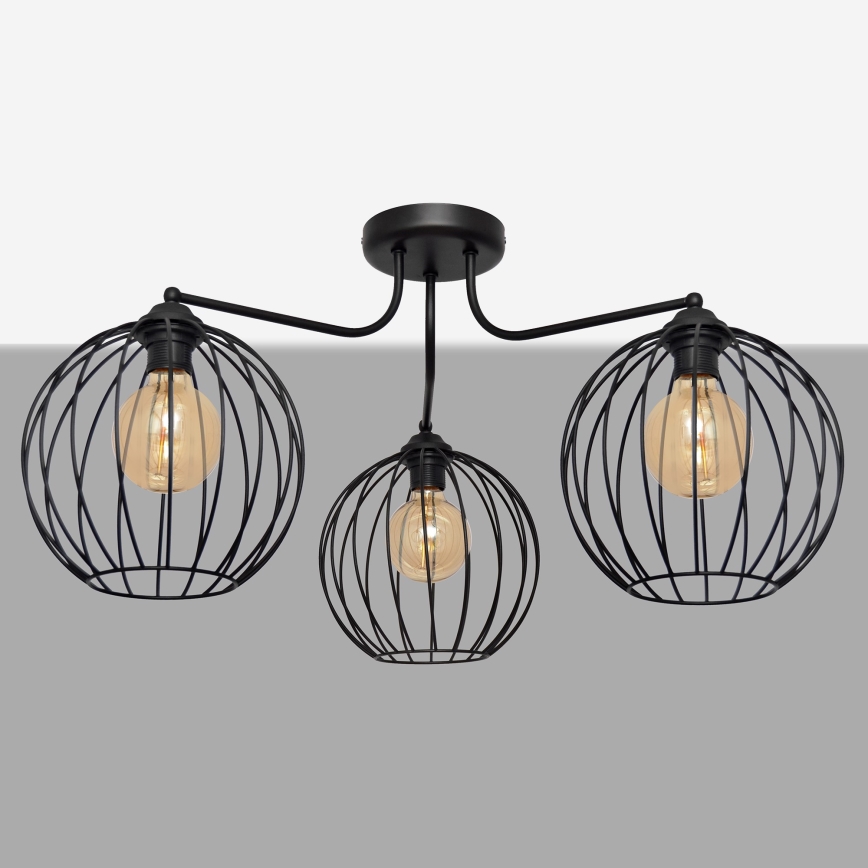 Lustre monté MERCURE 3xE27/15W/230V noir