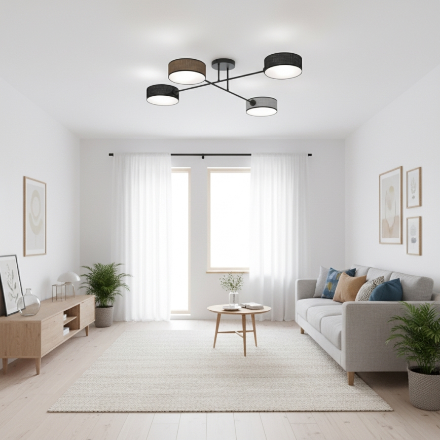 Lustre plafonnier MAGA 4xE14/10W/230V noir/marron/gris