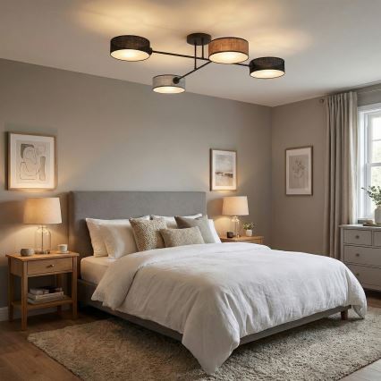 Lustre plafonnier MAGA 4xE14/10W/230V noir/marron/gris