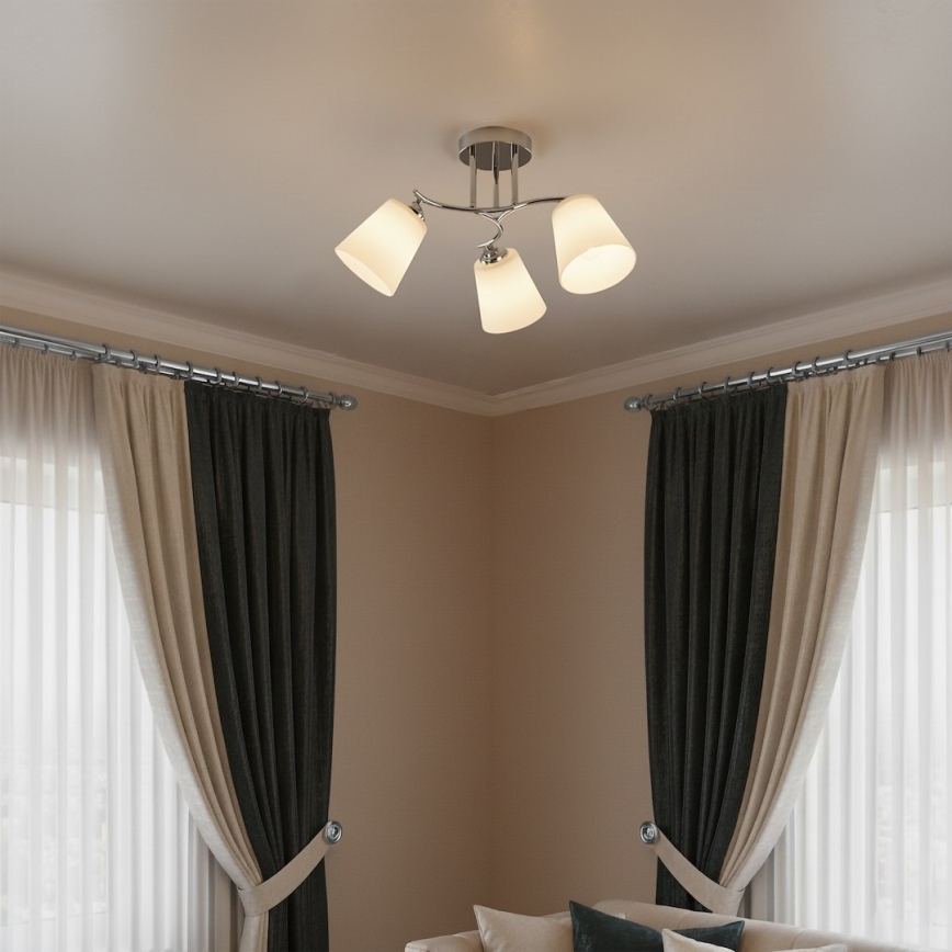 Lustre plafonnier PAFOS 3xE27/15W/230V, chrome brillant