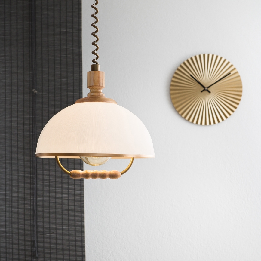 Lustre réglable RAMONA 1xE27/60W/230V marron/blanc/chêne