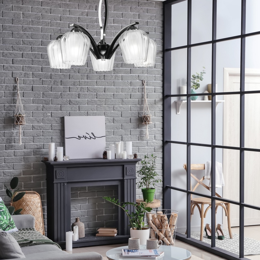 Lustre sur barre PAULA 5xE27/60W/230V noir