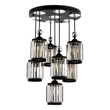 Lustre sur câble CRYSTALLINE 7xE27/40W/230V noir