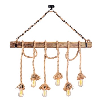 Lustre sur câble EREBOS 6xE27/40W/230V marron
