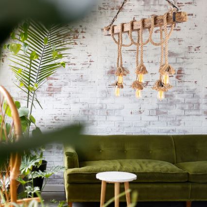Lustre sur câble EREBOS 6xE27/40W/230V marron