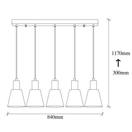 Lustre sur câble KEM 5xE27/40W/230V noir