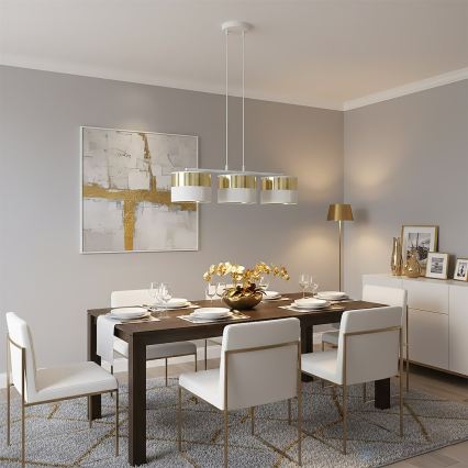 Lustre sur câble LUX 3xE27/15W/230V blanc/doré