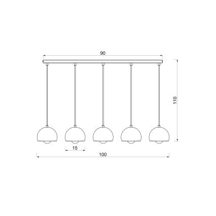 Lustre sur câble SOOL 5xE27/15W/230V bordeaux