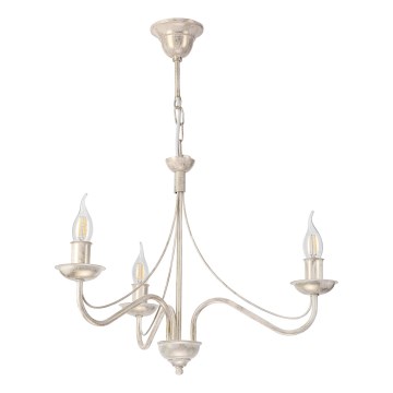 Lustre sur chaîne ANTON 3xE14/60W/230V, finition blanc patiné