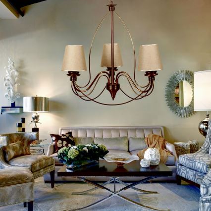 Lustre sur chaîne CLASSIC 3xE14/40W/230V bronze/beige