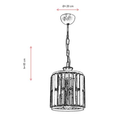Lustre sur chaîne CRYSTALLINE 1xE27/6W/230V, finition bronze