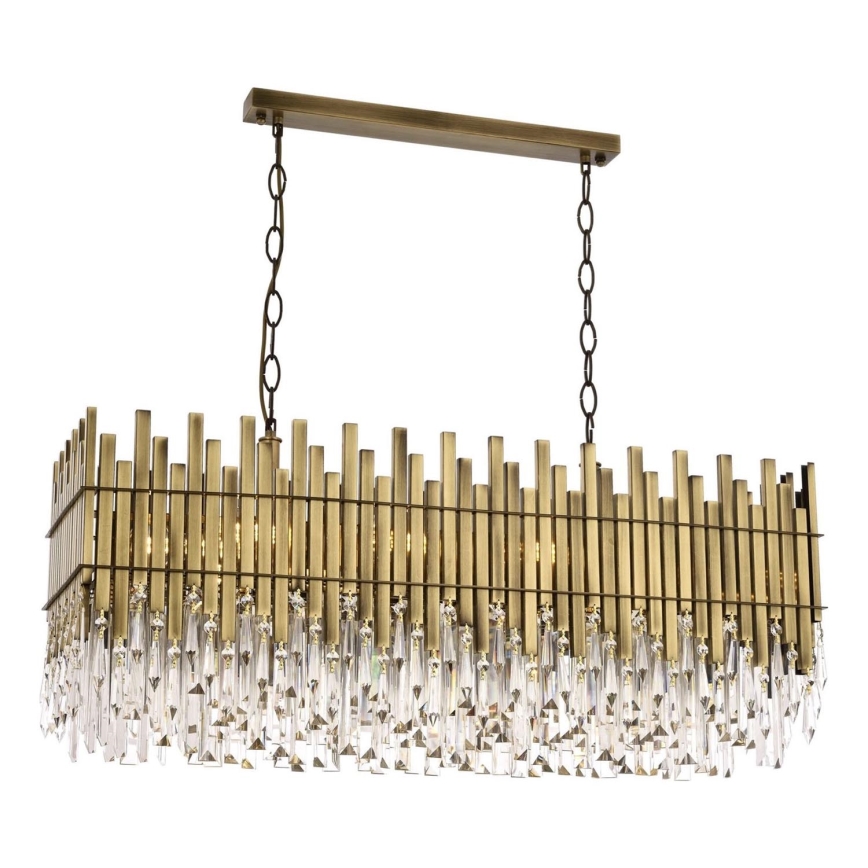 Lustre sur chaîne CRYSTALLINE 8xE27/40W/230V laiton