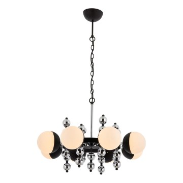 Lustre sur chaîne DAISY 8xE27/40W/230V noir/chrome brillant