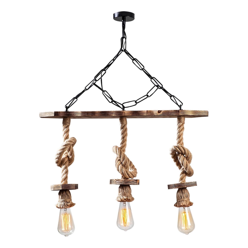 Lustre sur chaîne EREBOS 3xE27/40W/230V marron
