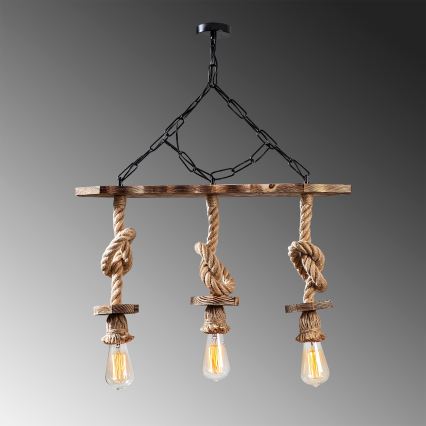Lustre sur chaîne EREBOS 3xE27/40W/230V marron