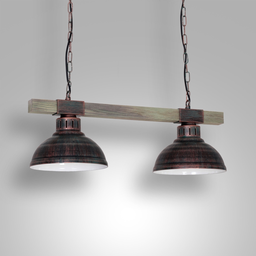 Lustre sur chaîne HAKON 2xE27/60W/230V patine