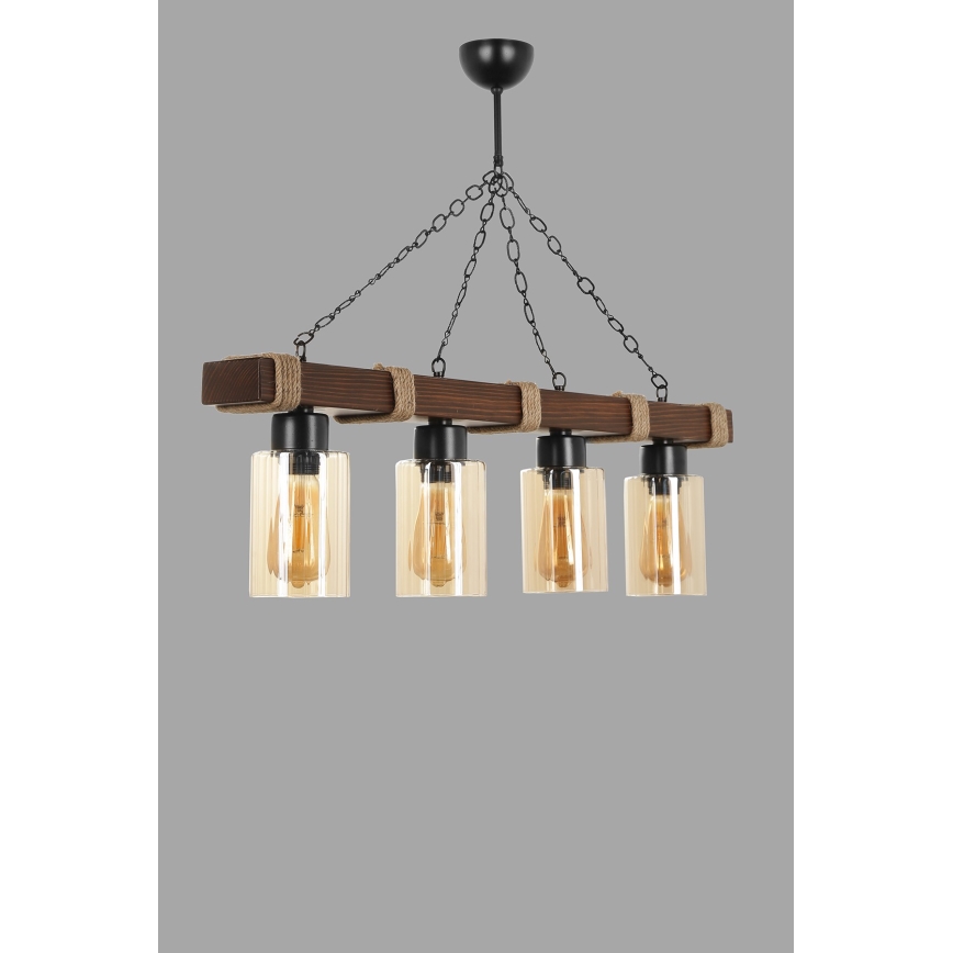 Lustre sur chaîne JASMIN 4xE27/40W/230V marron/beige