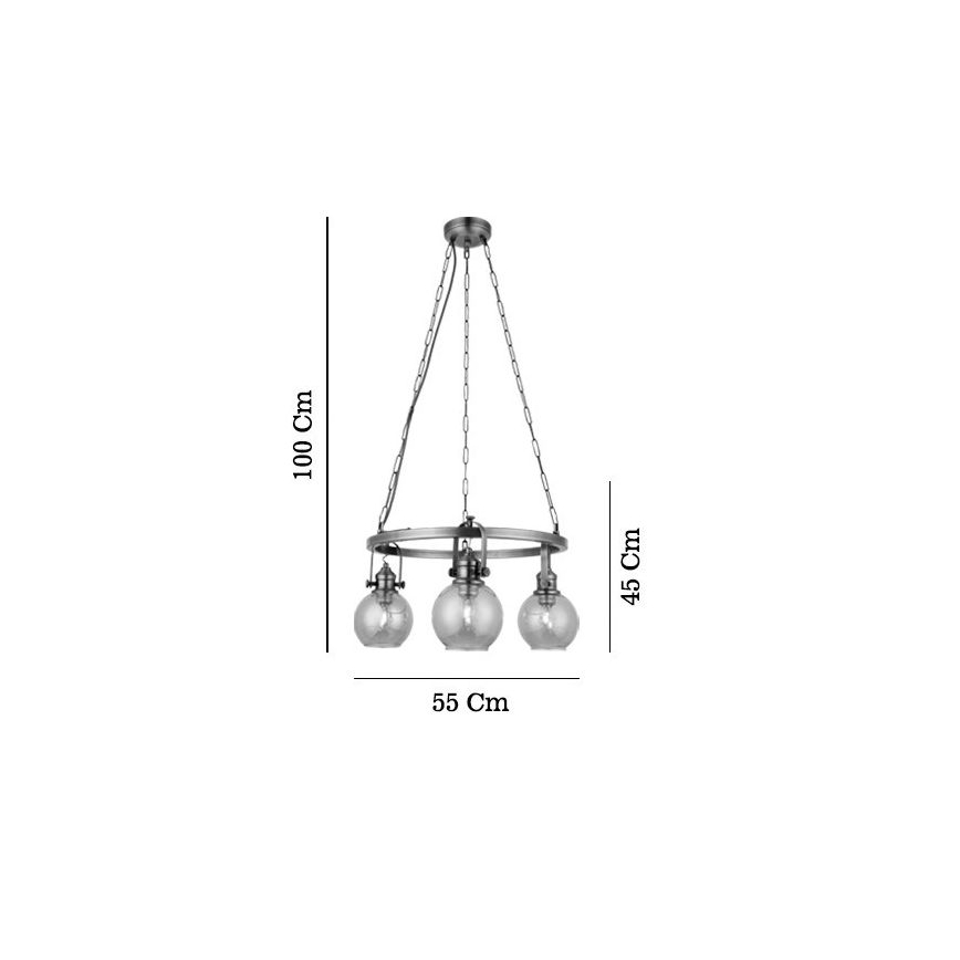 Lustre sur chaîne POLINO 3xE27/40W/230V, bronze