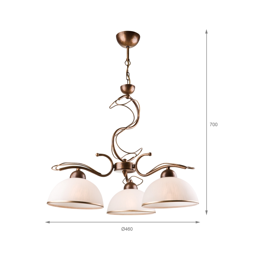 Lustre sur tige COBRA 3xE27/60W/230V bronze/patiné