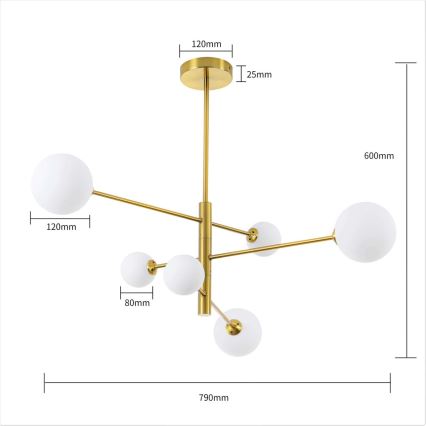 Lustre sur tige DORADO 6xG9/40W/230V doré