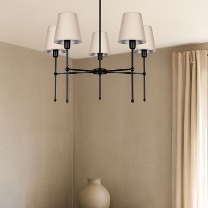 Lustre sur tige MADELA 5xE14/40W/230V beige/noir