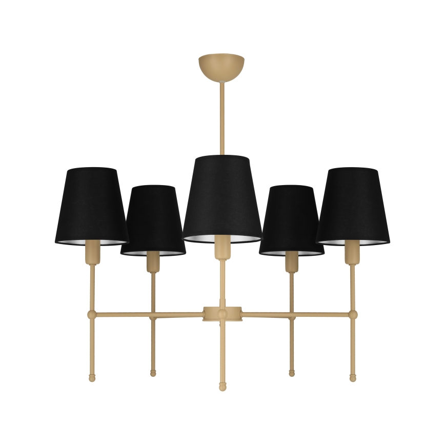 Lustre sur tige MADELA 5xE14/40W/230V noir/beige