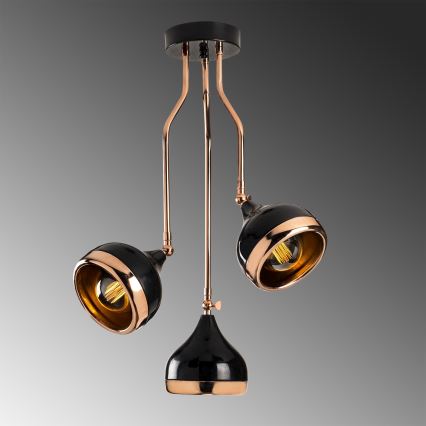 Lustre sur tige YILDO 3xE27/40W/230V noir/cuivre