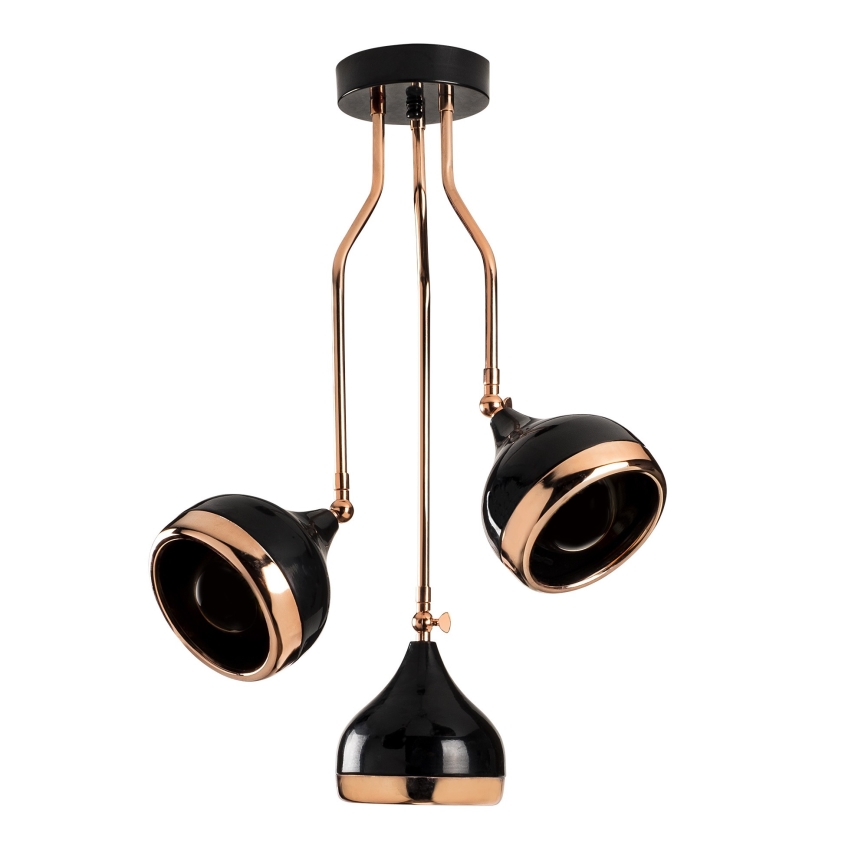 Lustre sur tige YILDO 3xE27/40W/230V noir/cuivre