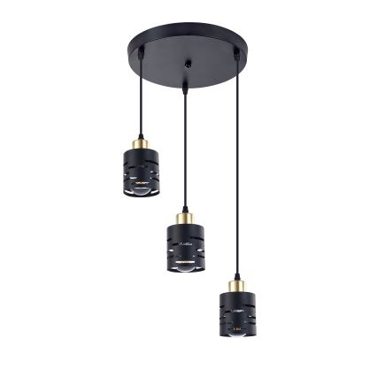 Lustre suspendu sur câble ELEN 3xE27/35W/230V Ø 29 cm noir/doré