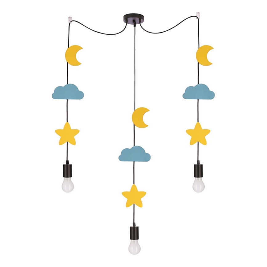 Lustre suspendu sur câble pour enfant TRIO 3xE27/20W/230V jaune/bleu