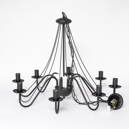 Lustre suspendu sur chaîne MALBO 8xE14/10W/230V noir