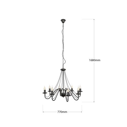 Lustre suspendu sur chaîne MALBO 8xE14/10W/230V noir