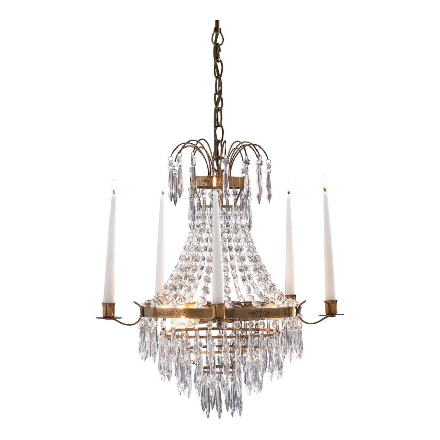 Markslöjd 100602 - Lampadario a sospensione con catena KRAGEHOLM 3xE14/40W/230V ottone