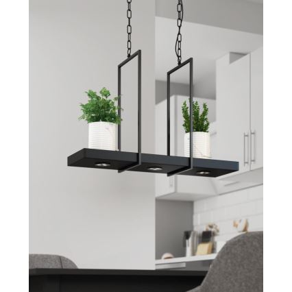 Markslöjd 105780 - Suspension LED à intensité modulable avec chaîne TRAY 3xLED/3W/230V noir