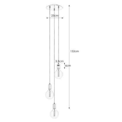 Markslöjd 106333 - Suspension fil SKY 3xE27/60W/230V