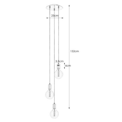 Markslöjd 106334 - Suspension fil SKY 3xE27/60W/230V