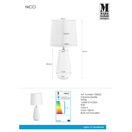 Markslöjd 106623 - Tischlampe NICCI 1xE14/40W/230V