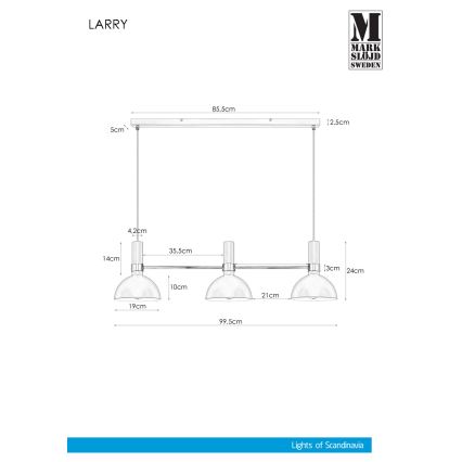 Markslöjd 106855 - Suspension fil LARRY 3xE27/60W/230V