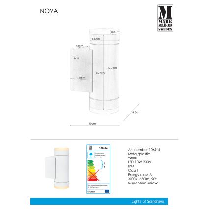 Markslöjd 106914 - Applique murale LED extérieure NOVA 2xLED/5,5W/230V IP44