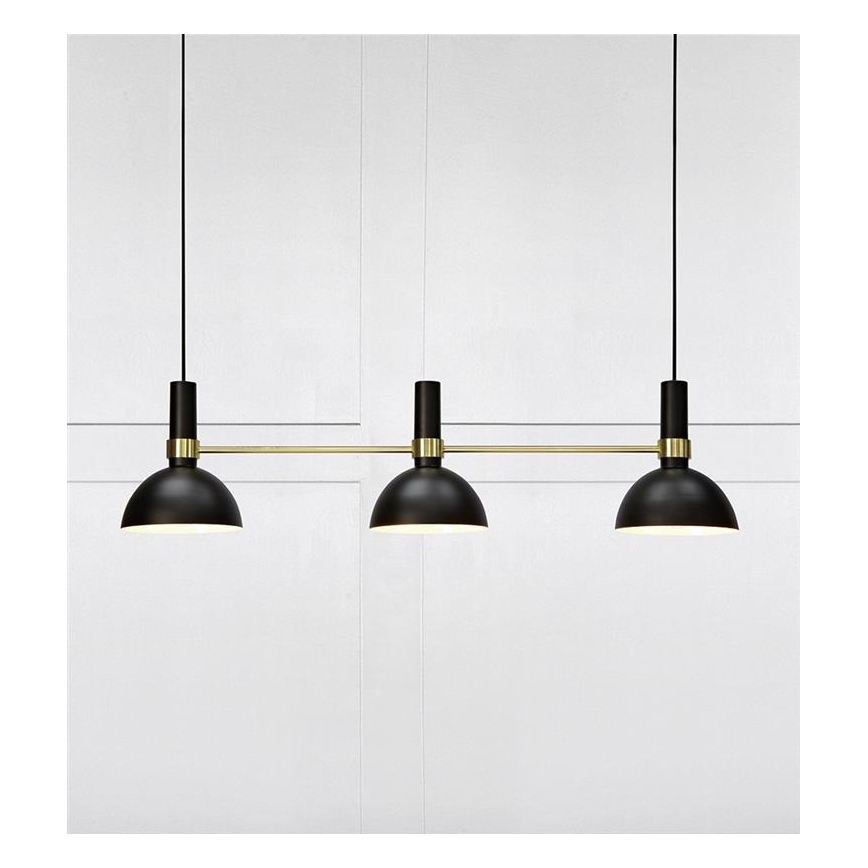 Markslöjd 106971 - Lampadario a sospensione con filo LARRY 3xE27/60W/230V nero/oro