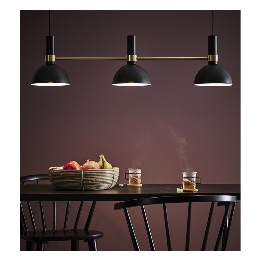 Markslöjd 106971 - Lampadario a sospensione con filo LARRY 3xE27/60W/230V nero/oro