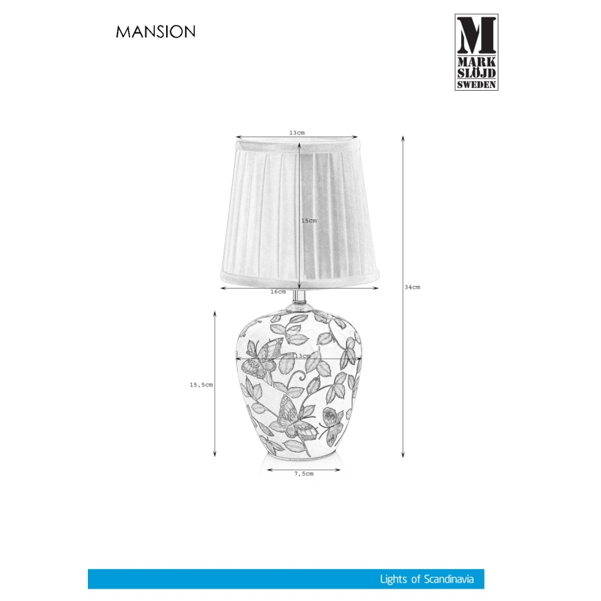 Markslöjd 107039 - Lampe de table MANSION 1xE14/40W/230V