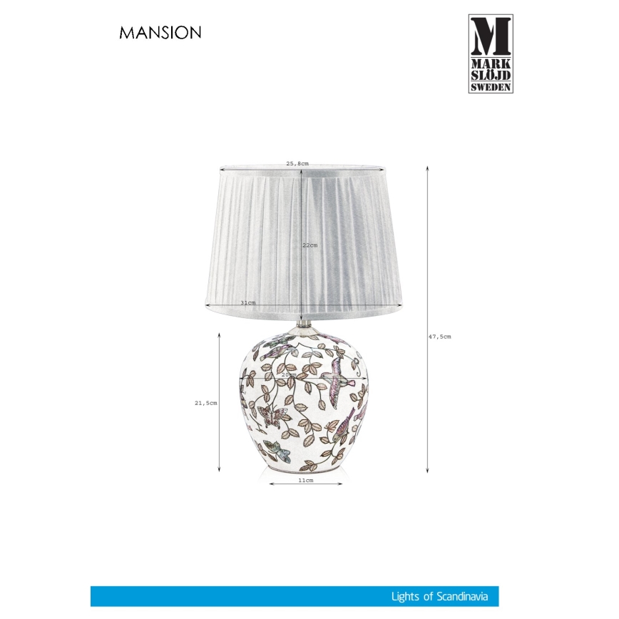 Markslöjd 107040 - Lampe de table MANSION 1xE27/60W/230V