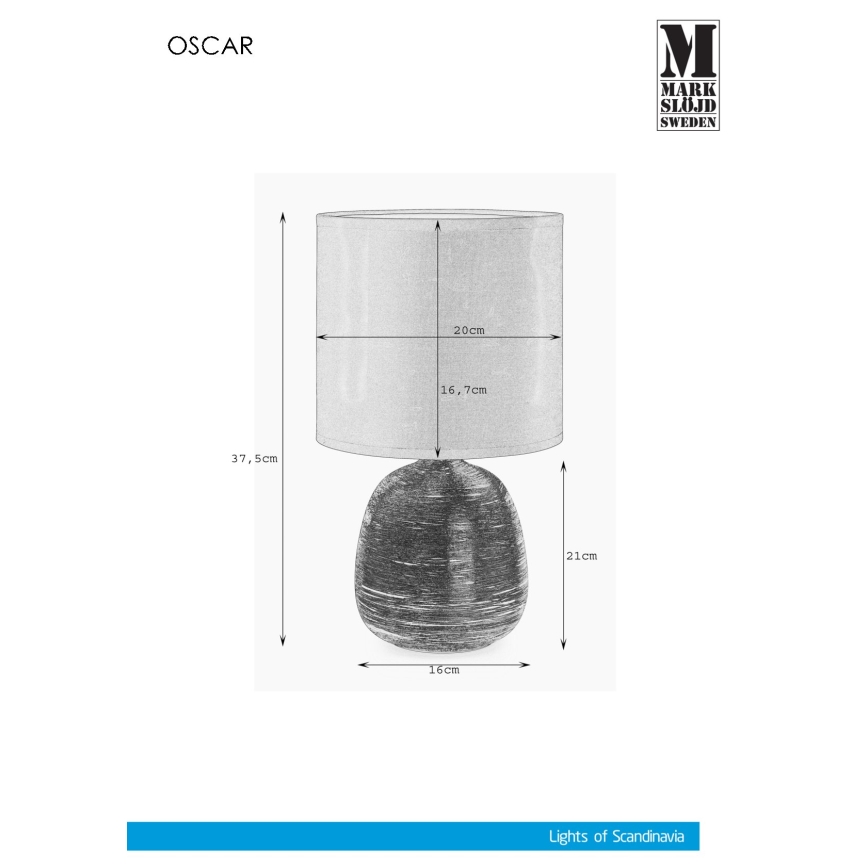 Markslöjd 107068 - Lampe de table OSCAR 1xE27/60W/230V