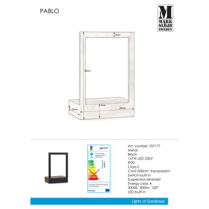 Markslöjd 107177 - LED Wandleuchte mit Rahmen PABLO LED/7W/230V