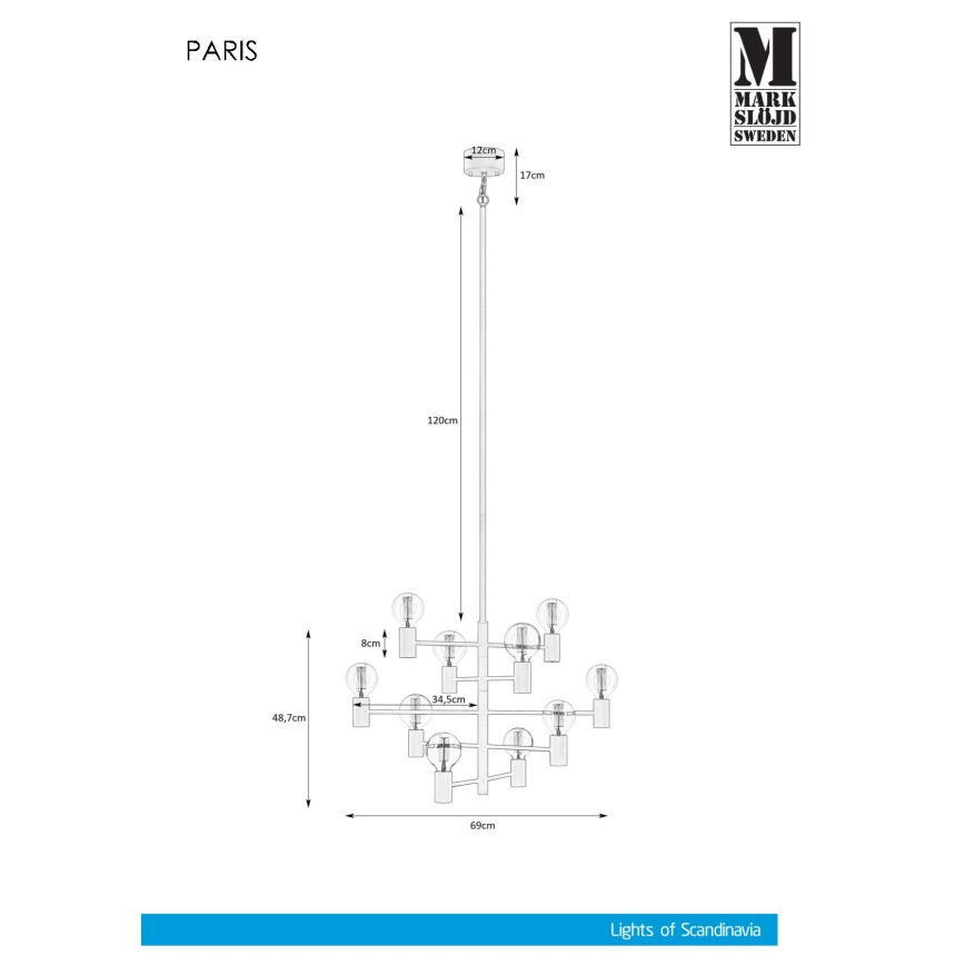 Markslöjd 107187 - Lampadario a sospensione con supporto rigido PARIS 10xE27/60W/230V