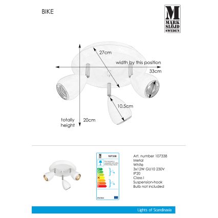 Markslöjd 107338 - Luce Spot BIKE 3xGU10/12W/230V