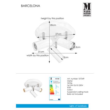 Markslöjd 107349 - Luce Spot BARCELONA 3xGU10/12W/230V